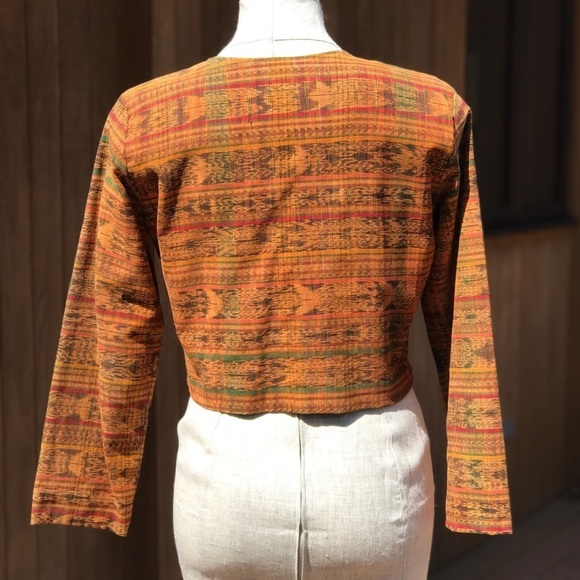 Vintage Festival Cropped Jacket Small Rust Floral - Picture 7 of 10